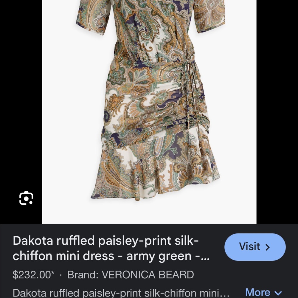 Veronica Beard Paisley Silk-Chiffon Mini Dress - Green and Brown